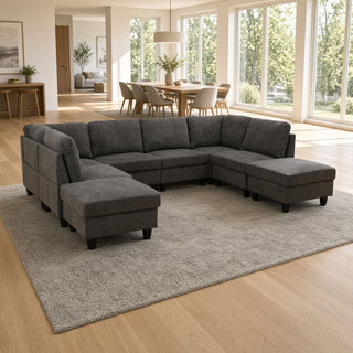 8 Piece Modular U - Shape Sectional Sofa