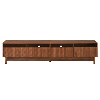 TV Stand With LED Lights And Glass Drawers For Living Room - Walnut