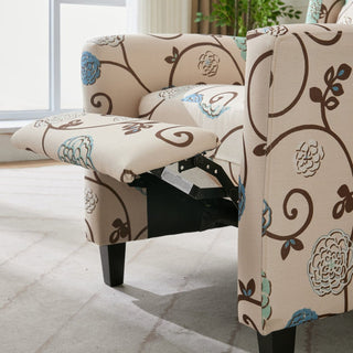 Wingback Recliner Chair With Padded Arms - Beige