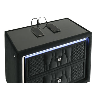 Bedroom Set With LED Lighting And Charging Nightstand