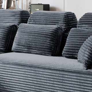 Sectional Sleeper Sofa & Storage Pockets, Modular Couch With Throw Pillows For Living Room