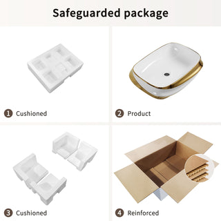 Vessel Sink, Above Counter Vanity Basin For Bathrooms - Gold / White / Milk White