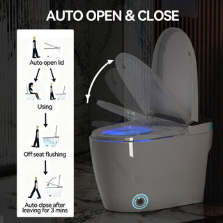 Smart Heated Bidet Toilet With Auto Open / Close Seat, Warm Water Wash, Dryer, And LED Display - White