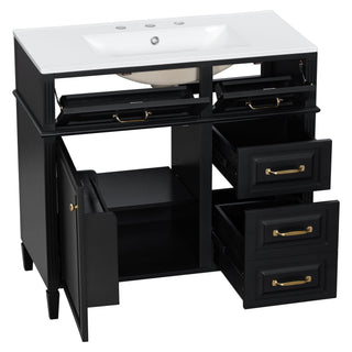 Modern Bathroom Vanity With Sink Top, Flip Drawer Design