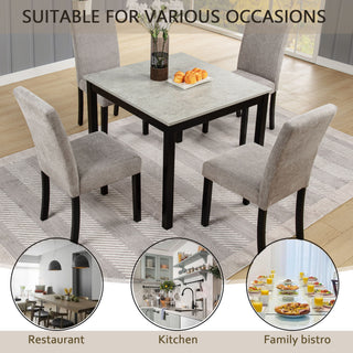 Modern 4 Person Dining Table Set With 4 Chairs