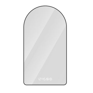 Arched LED Vanity Mirror With Time & Temperature Display, Anti-Fog, Dimmable Backlight In Frame, 3 Color Temperatures