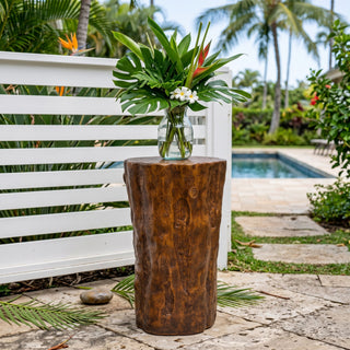 Tree Stump Side Table, Indoor / Outdoor Use - Antique Brown