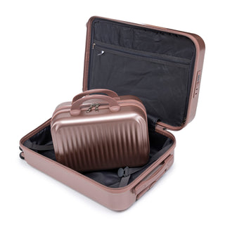 Luggage Set With Cosmetic Case, Combination Lock, Front Opening Design