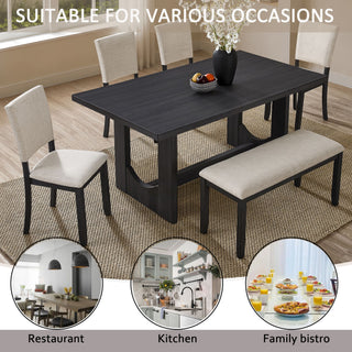 Dining Table Set, Rectangular Kitchen Table With Upholstered Chairs