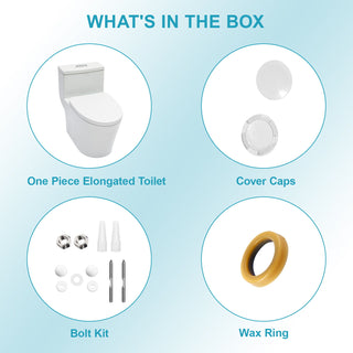 1 Piece Toilet For Bathroom, Dual Flush 1.24 / 1.43 Gpf, Soft Closing Seat - White