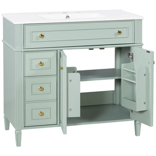 Bathroom Vanity With Sink, 3 Drawers & 2 Soft-Close Doors