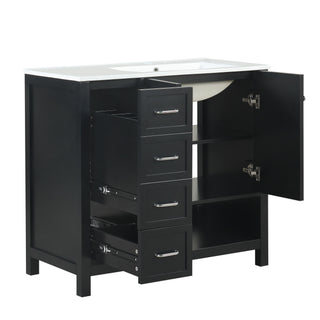 Bathroom Vanity With Sink Top, Bathroom Vanity Cabinet With 2 Doors And 2 Drawers, Open Shelf