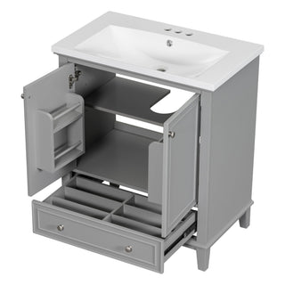 Modern Bathroom Vanity With Sink Combo, Multi Functional Cabinet With Doors And Drawer
