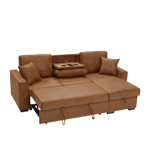 Upholstered Sectional With Pull-Out Bed And Chaise Storage