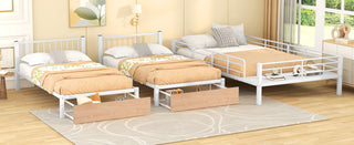 Triple Bunk Bed With Drawers And Guardrails