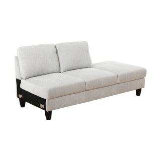2 Piece L - Shaped Left Chaise Sectional Sofa With Ottoman, Living Room Furniture - White / Gray