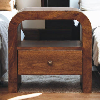 Darcy - Nightstand With Drawer And Open Shelf - Brown