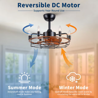 Modern Farmhouse Ceiling Fan, Adjustable Hanging