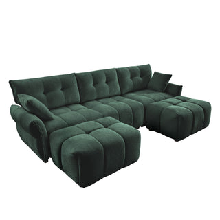 Sofa Set With Ottoman And Pillows, Textured, High Resilience Cushions