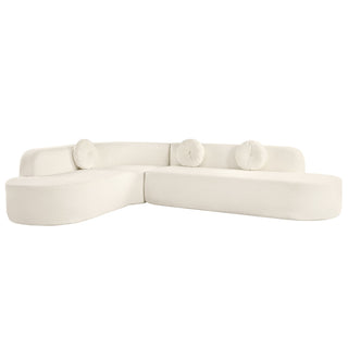 Extra Large Sectional Sofa Soft Fabric Upholstery, Elegant Curved Design With 3 Round Cushions, High - Resilience Foam For Ultimate Comfort - Beige