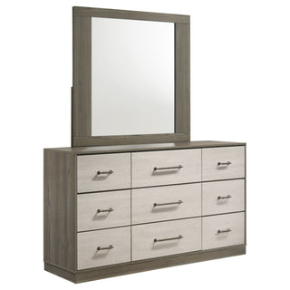 Edmondson - 9 Drawer Dresser With Mirror - Natural / Gray