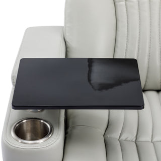 270° Power Swivel Recliner Home Theater Chair With Hidden Arm Storage, LED Light, Cup Holder, And Tray Table