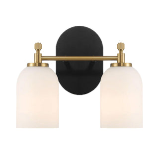 Vortex - 2 Lights Vanity In Style For Over Bathroom Mirror Wall Sconce - Black / Gold / White
