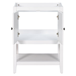 Bathroom Vanity Base Only, Soild Wood Frame, Bathroom Storage Cabinet With Doors And Open Shelf