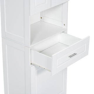 Tall Bathroom Cabinet With Tilt-Out Laundry Basket And Upper Storage