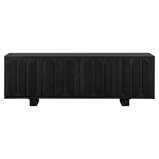 Farmhouse TV Stand, Storage Media Console With Adjustable Shelves & 3 Cable Holes