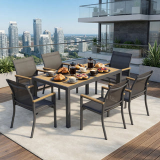 Outdoor Patio Chairs, Ergonomic (Set of 6) - Gray