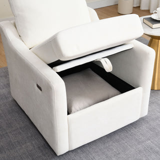 Swivel Arm Chair With USB Type-C Charging And Book Pocket