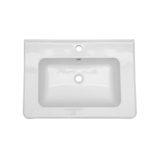 Rectangular Single Vanity Top With 1 Faucet Hole And Overflow, 28 X 19" - White