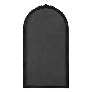 Hand Carved Rose Antique Mirror Frame, Wood Arch Mirror Wall Decor For Living Room