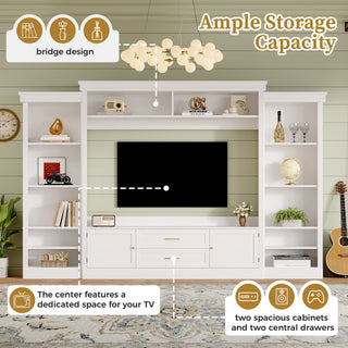 Elegant Entertainment Center Wall Unit With Bookshelves