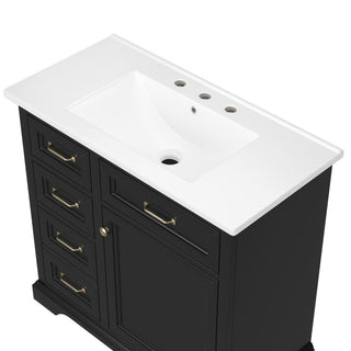 Modern Bathroom Vanity With Sink Top, 4 Drawers And 1 Soft-Close Door