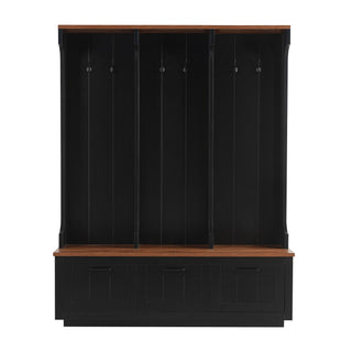 Hall Tree With Bench And Shoe Storage, 3 Large Drawers, Open Storage Shelves & Hooks