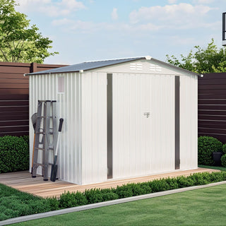 Garden Tool Shed Metal Storage Shed With Peaked Roof Waterproof Lockable Door