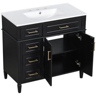 Bathroom Vanity With Sink, 4 Drawers, 2 Doors