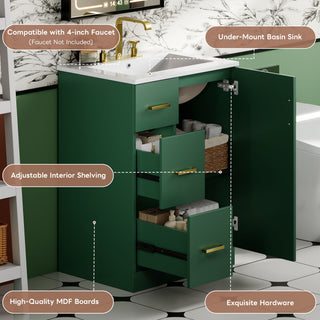 Bathroom Vanity With Under Mount Sink, 2 Drawers And Soft Closing Door