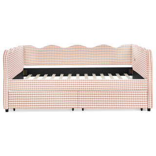 Gingham Daybed With USB Charging Port, Wave-Shaped Design