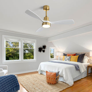 48" Ceiling Fan With 3 Blades, Remote Control Reversible DC Motor For Living Room