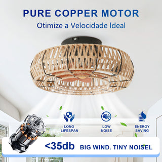 Flush Mount Ceiling Fan With Light Kit (Not Included Bulbs), Remote Control - Matte Black