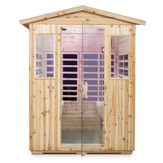 4 Person Old Fir Far Infrared Outdoor Sauna Room - Natural