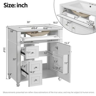 Bathroom Vanity Cabinet With Sink, Soft Close Doors With Door Organizer