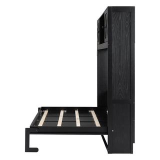 Rustic Casual Murphy Bed With Storage Cabinets