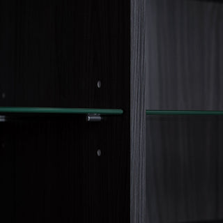 Modern Minimalist Style LED Curio Cabinet With Tempered Glass Door, Metal Legs