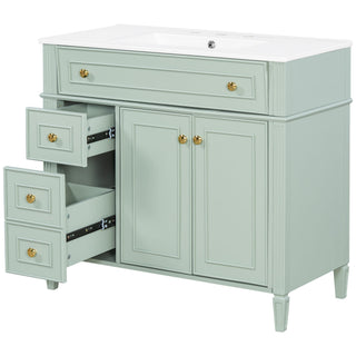 Bathroom Vanity With Sink, 3 Drawers & 2 Doors