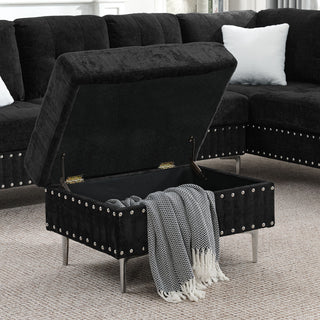 L-Shaped Sectional Sofa With Chaise And Storage Ottoman, Includes 2 Pillows