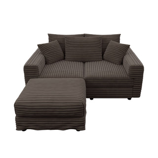 Deep Seat Convertible Sofa With Soft Pillows And Ottomans